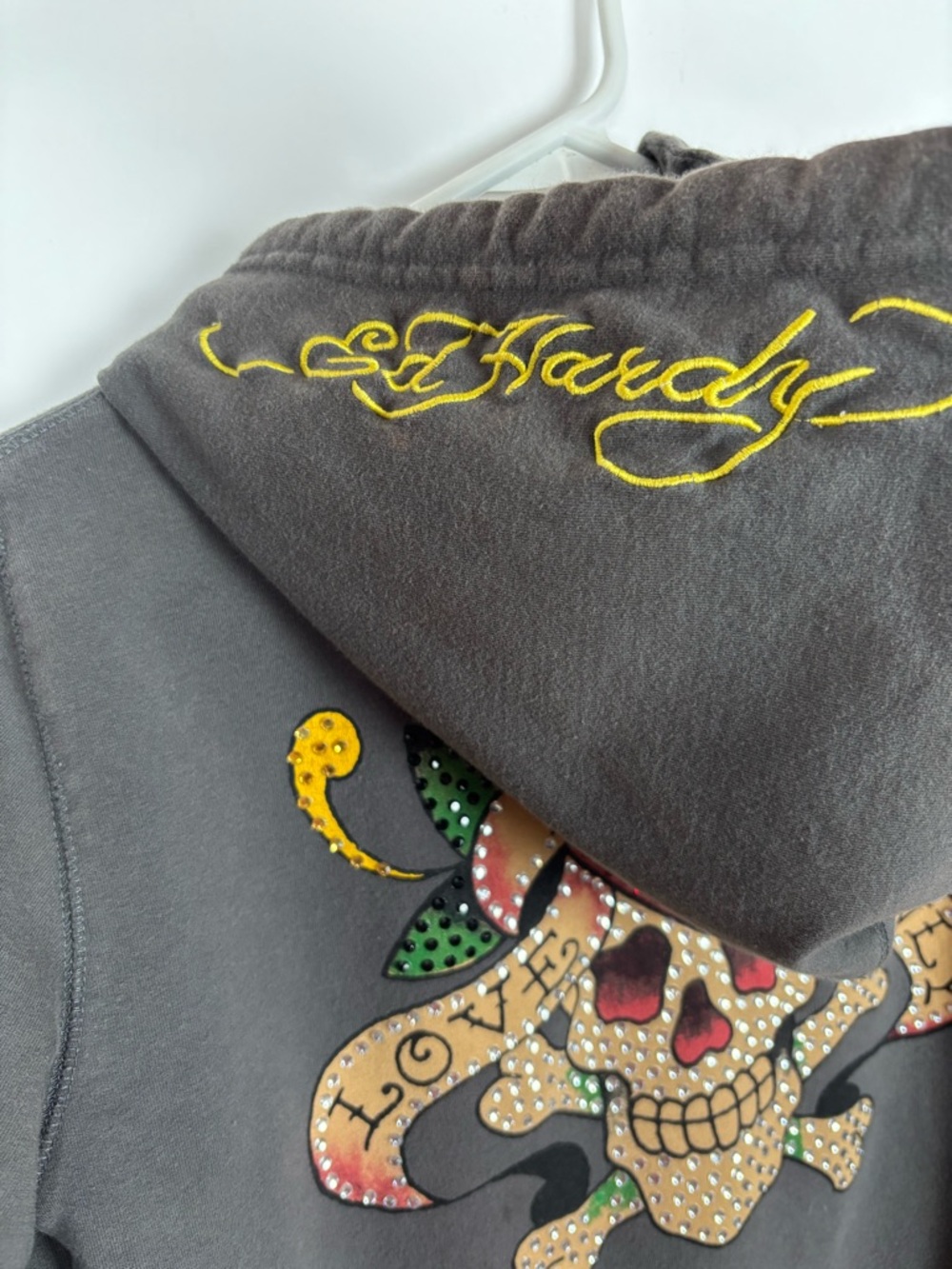 Vintage Ed Hardy Zip Up Hoodie Size Medium Love Kills Slowly Y2K Rhinestone - Picture 7 of 13